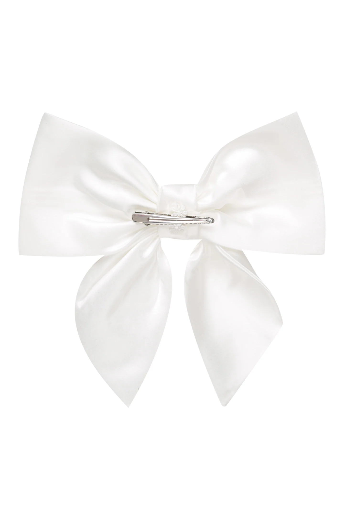 Arabell Satin Hair Bow - White - Image 5