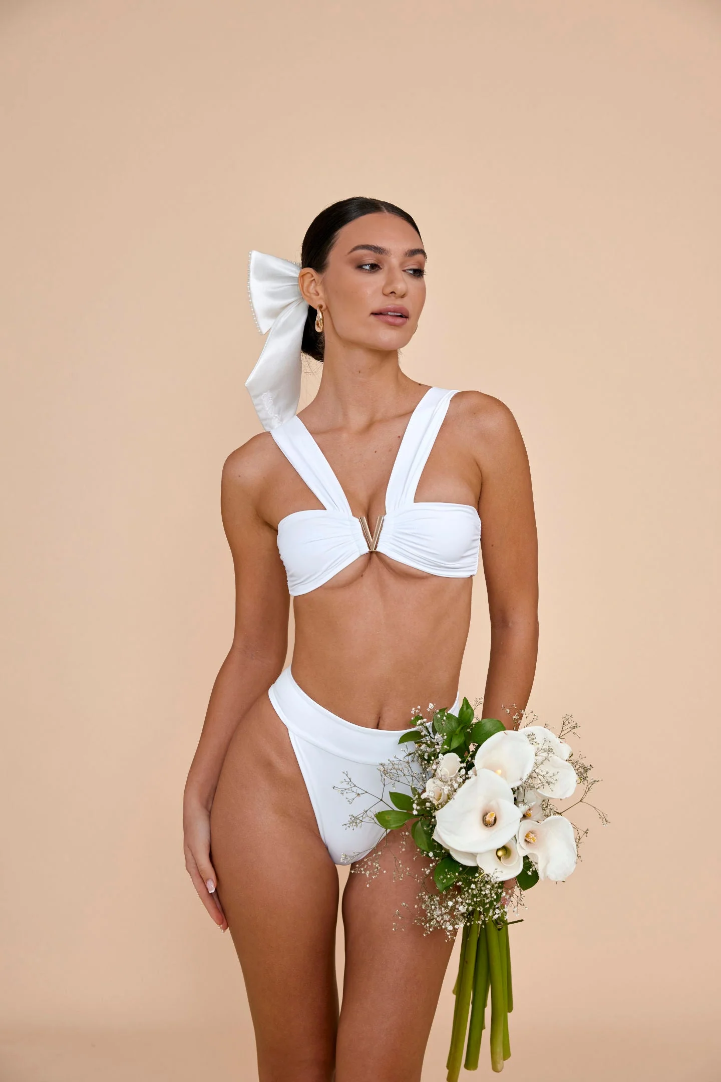 Beverly Bridal Bow - White - Image 4